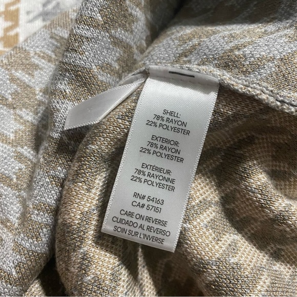 Calvin Klein Beige Gray Houndstooth Mock Neck Soft Sweater - Picture 5 of 5